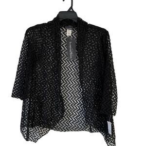 Brittany Black Black 3/4 Sleeve Asymmetrical Relaxed Blouse